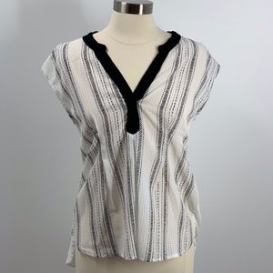ANTROPOLOGIE Postmark Black & White Top MD